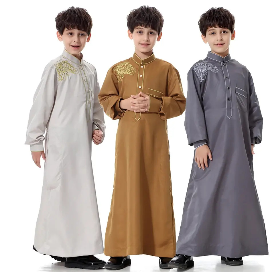 ملابس وطنية طويلة الأكمام للأطفال ، رداء للأطفال ، زي تطريز للأولاد ، ثوب رمضان ، ثوب عربي إسلامي ، مراهقون ، 5-12 سنة ، جديد ،