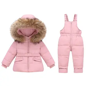 IYEAL شتاء جديد للأطفال أسفل سترة البدلة 1-5 سنوات سميكة الدافئة بدلة تزلج قطعتين دعوى طفل جديد سنوسويت وزرة