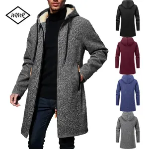 الشتاء الرجال رشاقته هوديس سترة الصوف الدافئة سستة قمصان سويت شيرت بقلنسوة فضفاضة عادية كم طويل معطف بلون ملابس خارجية