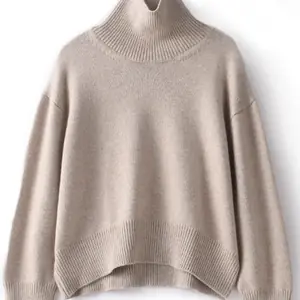 سترة نسائية سميكة من الكشمير الخالص ياقة مدورة ، بلوفر فضفاض منسوج ، جديد ، خريف وشتاء ،