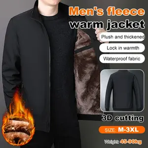 سترة رجالية كاجوال مبطنة بالقطن، معطف فضفاض مبطن بالصوف للخريف والشتاء، مقاوم للرياح، دافئ مريح، أنيق ومتين