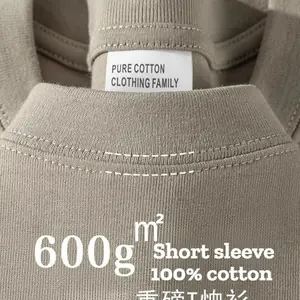600G القطن الثقيل قصيرة الأكمام تي شيرت الرجال والنساء الصيف فضفاض الاتجاه غير الرسمي تنوعا الجولة الرقبة نصف الأكمام الملابس