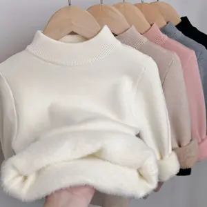 الشتاء الاطفال الفتيات سترة الصلبة رشاقته الدافئة الرضع بابيس الفتيات تريكو الياقة المدورة مضلع البلوز الملابس الداخلية للفتيات 1-13Yrs