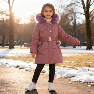 الخريف الشتاء الأطفال الفتيات الدافئة رشاقته سترة سترات معطف الاطفال القطن الفراء طوق معطف مبطّن طفل أبلى الملابس سنوسويت