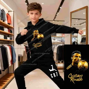 الخريف أزياء العلامة التجارية رونالدو طباعة الأطفال مجموعة هوديي السراويل Suit2pcs مجموعة طفل صبي فتاة عارضة لاعب كرة القدم رياضية