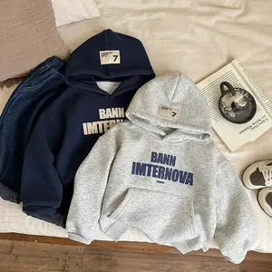 2025 الخريف الشتاء القطن رسالة الصوف البلوز الأطفال طفل الملابس هود العصرية 3-10 سنوات البلوز سميكة الدافئة القاع