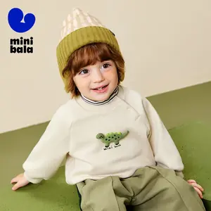 سويت شيرت ميني بالا للأولاد 2025 شتاء جديد على شكل ديناصور خارجي مكون من طبقتين برقبة سلحفاة