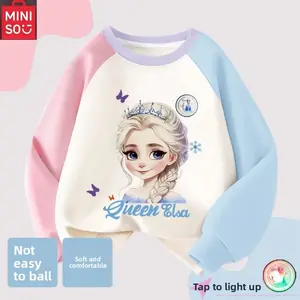 سويت شيرت إلسا برينسيس للفتيات من مينيسو | بلوفر خريف وشتاء 2025 | لطيف الكرتون الأعلى