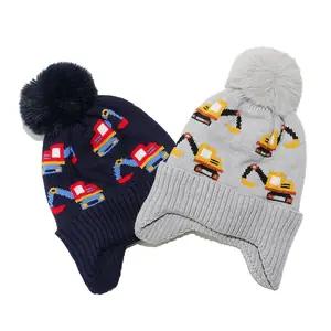 قبعات محبوكة للأطفال للخريف والشتاء مع حماية للأذن مناسبة للقبعات لحديثي الولادة والبنات وهدايا العطلات