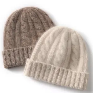 Besfilin المرأة سميكة 100% الكشمير الخالص قبعة صغيرة حماية الأذن الدافئة يندبروف الصوف Skullies لخريف شتاء