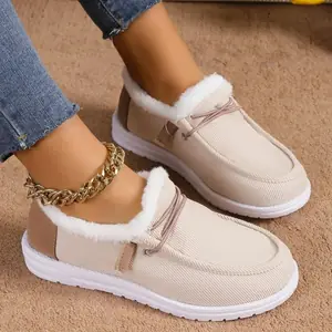 أحذية قطنية مسطحة غير رسمية شتاء جديد منصة رياضية موضة أحذية عمل نساء شتاء جديد فاخر أحذية قطيفة ساخنة