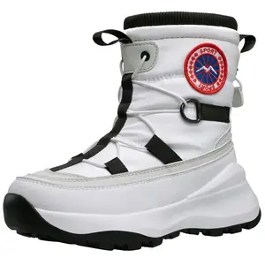 أحذية شتوية للرجال مقاومة للماء معزولة، أحذية ثلج داخلية مريحة للاستخدام الخارجي باللون الأبيض