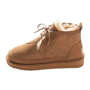 نمط جديد 2025 رائجة البيع حقيقية جلد الغنم امرأة الثلوج الأحذية 100% الفراء الطبيعي النساء الأحذية الدافئة الصوف السيدات الشتاء حذاء من الجلد