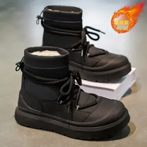 أحذية الثلوج أحذية رجالية شتوية مع أحذية قطنية شمال شرق عازلة من الفرو مدمجة مقاومة للماء ومضادة للانزلاق ونعل سميك