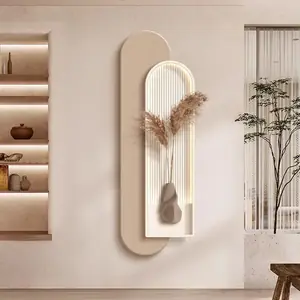 لوحة زخرفية من الحجر الرملي، لوحة معلقة خفيفة ثلاثية الأبعاد، نباتات خضراء مع قصب، لوحة معلقة لغرفة المعيشة 0 تباع