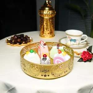 صينية تخزين حديدية إبداعية ، صواني كعكة العيد المستديرة ، ديكور رمضان ، 3 طقم