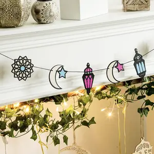 لافتة فانوس العيد على شكل نجمة القمر، مهرجان إسلامي إسلامي، ديكور جدار رمضان كريم، تصميم هندسي، إكليل لوازم الحفلات المنزلية، هدية