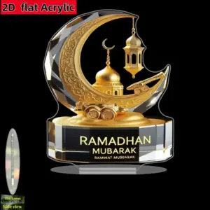 مبارك أكريليك على شكل حرف L لتزيين سطح المكتب على شكل هلال مسجد الخط العربي لديكور المنزل والمكتب والمزرعة