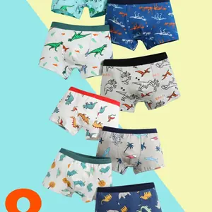 4/8 قطعة مجموعات الملاكم الفتيان ملخصات الاطفال ملابس داخلية قطنية الطفل السروال المراهقين الكرتون ديناصور طباعة لينة الأطفال سراويل 2-15Y