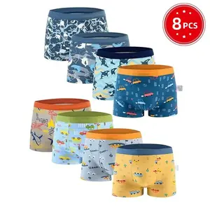 8 قطع الأولاد الملاكم ملخصات الاطفال ملابس داخلية قطنية تنفس الطفل السروال المراهقين الكرتون طباعة الأطفال سراويل