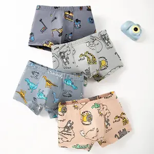 4-Piece بنين سراويل داخلية للرجال جودة عالية مريحة القطن الأطفال الملاكمين السراويل سيارة ديناصور أنماط مختلفة ملابس داخلية للأطفال