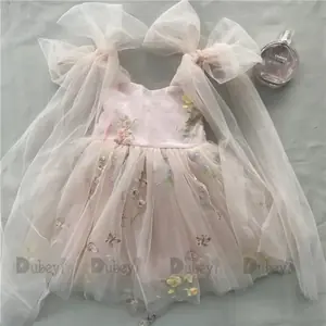 بوتيك طفلة الغابات فستان صيفي الأزهار الانحناء التطريز راقصة الباليه أداء الرقص فستان الفتيات تنورات قصيرة الملابس الأسهم