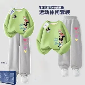 الربيع الأطفال الصبي الملابس مجموعة طفل الفتيات ميكي المطبوعة بلوزات البلوز بلوزات وسراويل أسفل 2 قطعة وتتسابق ملابس رياضية للأطفال