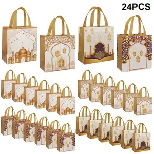4-24 قطعة حقيبة هدايا عيد مبارك غير منسوجة كوكي كيس تغليف الحلوى مع مقبض 2026 رمضان مسلم إسلامي مهرجان لوازم الحفلات