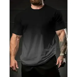 ملابس صيفية للرجال بأكمام قصيرة وياقة مستديرة، قمصان رجالية عصرية غير رسمية للياقة البدنية والجري والرياضة، ذات مرونة عالية