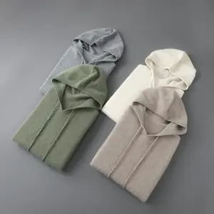 DjzDsm الخريف الشتاء الرجال سترة 100% ميرينو الصوف سميكة قناع السترة لينة تريكو عادية الراحة الصوف الملابس القمم