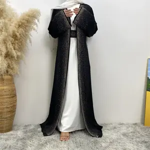 فاخر دبي العربية الإسلام عباية المرأة مسلم فستان طويل الترتر الديكور قفطان الجلباب أنيقة لصق ماكسي الملابس الإسلامية القفطان