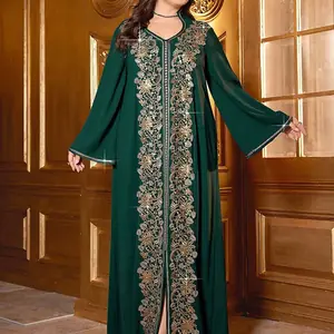 فستان بحزام منسوج مطرز بترتر تولين للنساء ، فساتين بحافة مقسمة ، فاخر ، أنيق ، عربي ، حفلة رسمية ، سهرة ، مقاس كبير ، تي