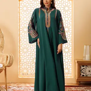 فستان سهرة مطرز على شكل عباية، رداء قفطان فضفاض فريد من نوعه مكون من 5 ألوان، فستان كوكتيل رقيق للمشاهير، للفصول الأربعة