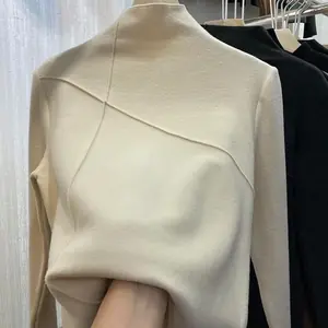 تي شيرت ألماني مخملي على الموضة للسيدات بأكمام طويلة