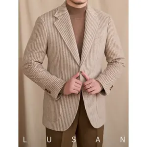 السيد لو سان الرجال البريطانية الرجعية مخطط 60% الصوف دعوى سترة الخريف الشتاء ركاب عادية سترة صغيرة العصرية