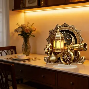 قاعدة حزام مزخرفة من الأكريليك على شكل قمر وبرج جديد - زهور، نجوم، تصميم فانوس - سطح المكتب المنزلي والمكتب هدية عيد رمضان، طائرة ثنائية الأبعاد