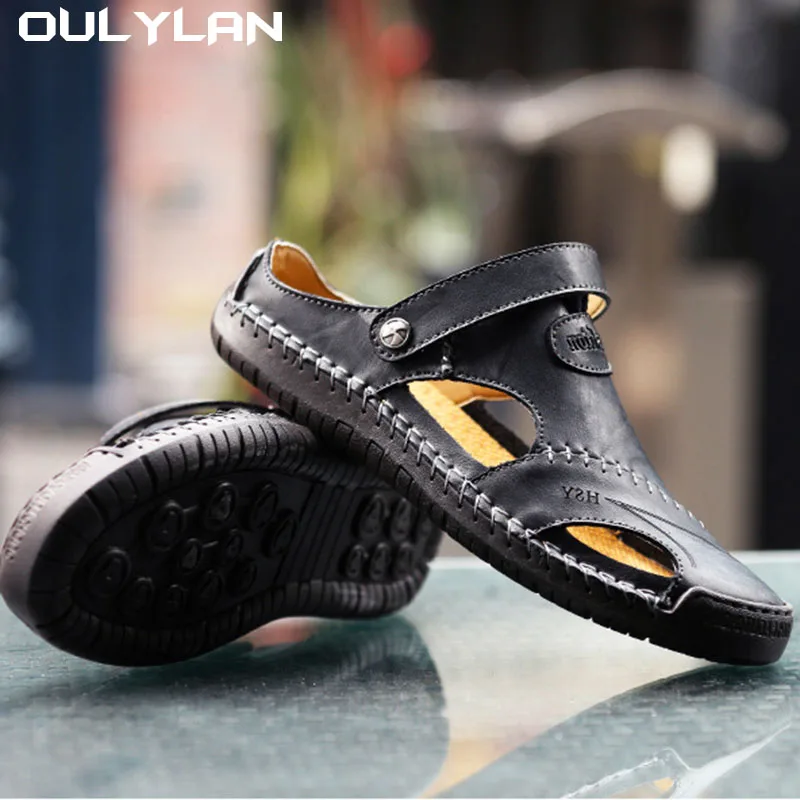Outdoor Beach Flip Flops Man Water Trekking Shoes Sneaker Summer Sandals for Men Classic Leather Roman Sandals Men Slipper